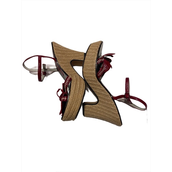 Biviel Leather Wicker Strappy Flower Block Heels - Picture 3 of 6